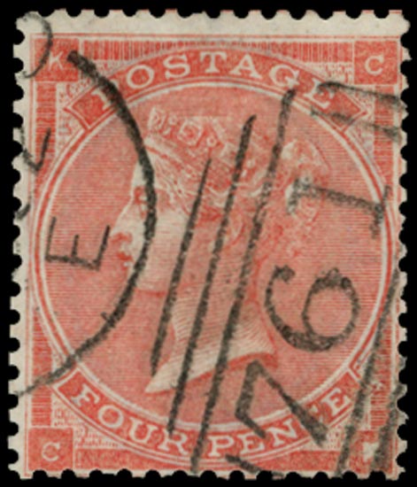 GB 1862  SG79var Pl.3 Used - VFU example, defective "K" variety