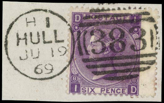 GB 1869  SG109 Pl.8 Mint - VFU example