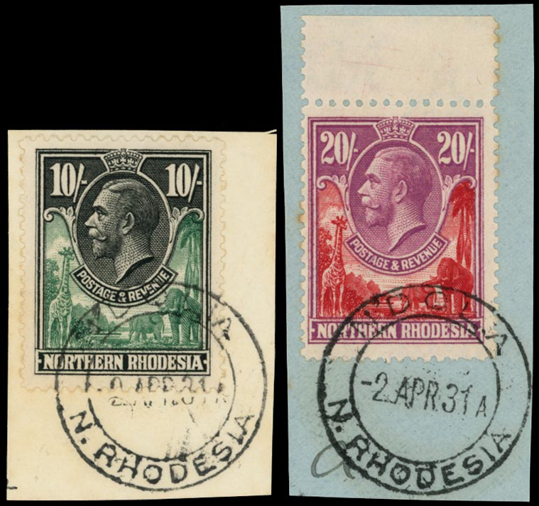 NORTHERN RHODESIA 1925  SG17, 16 Used 7s6d rose-purple and black
