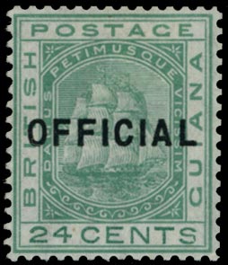 BRITISH GUIANA 1877  SGO12 Official 24c prepared for use but not issued