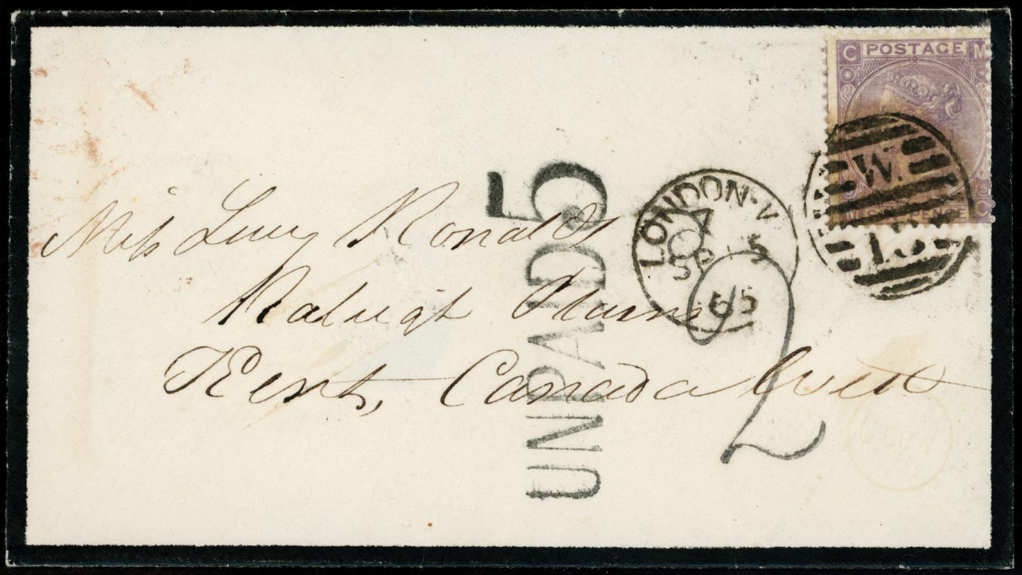 GB 1865  SG97 Pl.5 Cover - Cover to Kent Canada