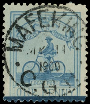 C.G.H. - MAFEKING 1900  SG17 Used 1d pale blue on blue Cyclist