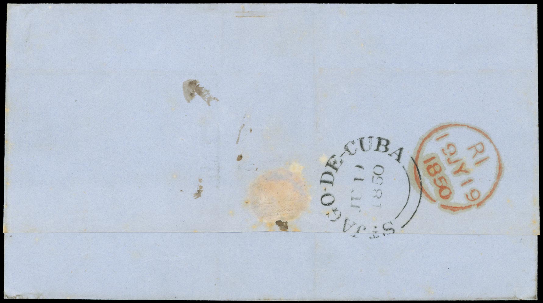GB 1850 Cover from the BPO in Santiago de Cuba
