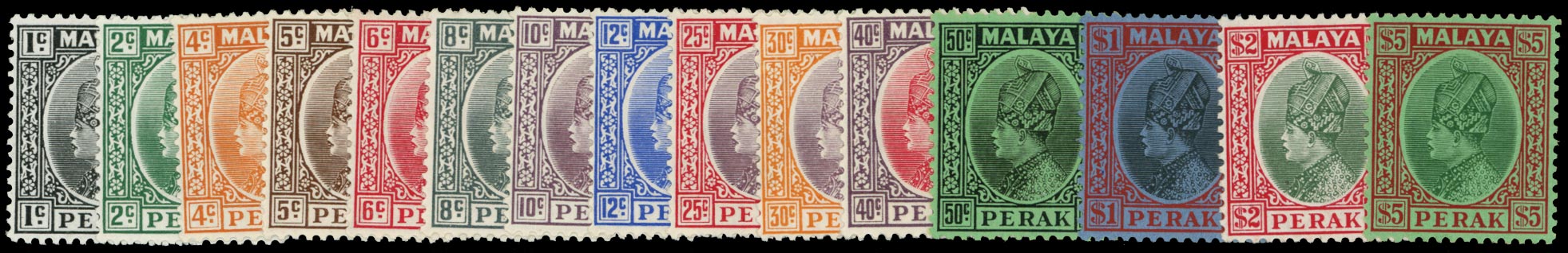 MALAYA - PERAK 1935  SG88/102 Mint set of 15 to $5