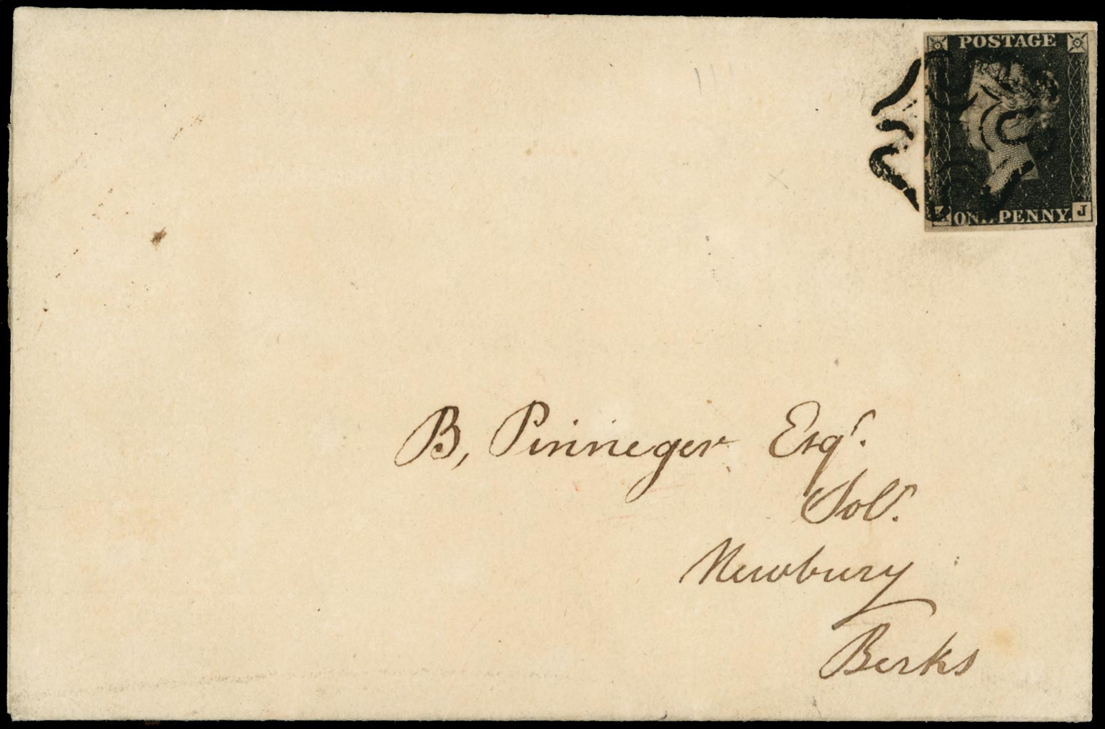 GB 1840  SG2 Pl.10 Penny Black - Superb uncreased entire