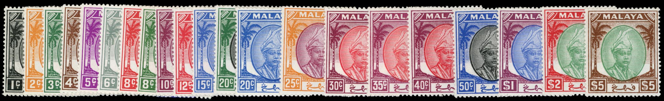 MALAYA - PAHANG 1950  SG53/73 Mint unmounted set of 21 to $5