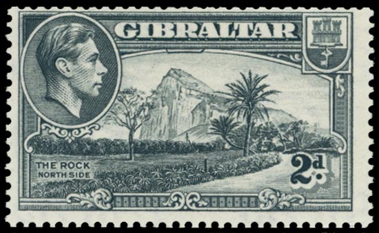 GIBRALTAR 1938  SG124ab Mint unmounted 2d grey perf 13&frac12; watermark sideways