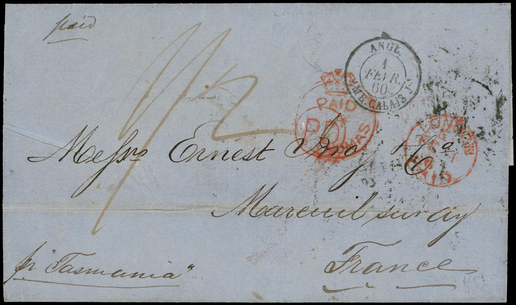 GB 1860  SGCC1 Cover - St. Thomas Crowned Circle