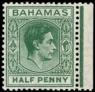 BAHAMAS 1938  SG149da Mint unmounted &frac12;d myrtle-green variety Elongated E