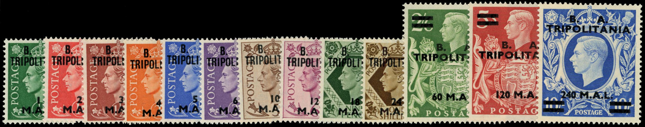B.O.I.C.TRIPOLITANIA 1950  SGT14/26 Mint unmounted B. A. TRIPOLITANIA set of 13 to 10s