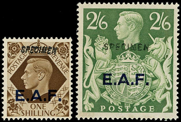 B.O.I.C. SOMALIA 1943-6  SGS8s/9s Specimen 1/-and 2/6d Specimens unmounted