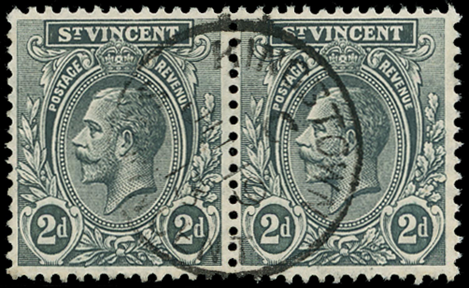 ST VINCENT 1913  SG110 Used 2d grey watermark MCA