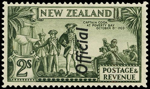 NEW ZEALAND 1936  SGO132b Official 2s olive-green multiple watermark perf 13&frac12;x14