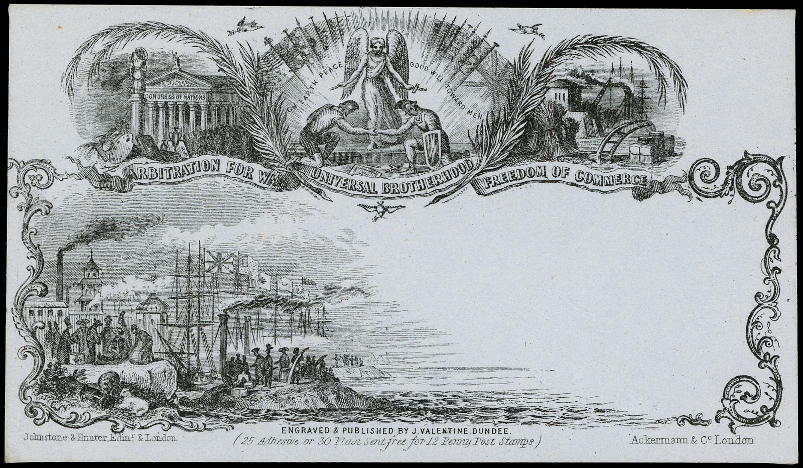 GB c.1850 Cover J. Valentine 'Universal Brotherhood' envelope