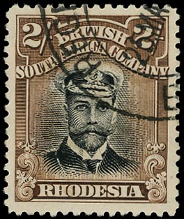 RHODESIA 1913  SG214 Used 2s black and brown Admiral die I perf 14