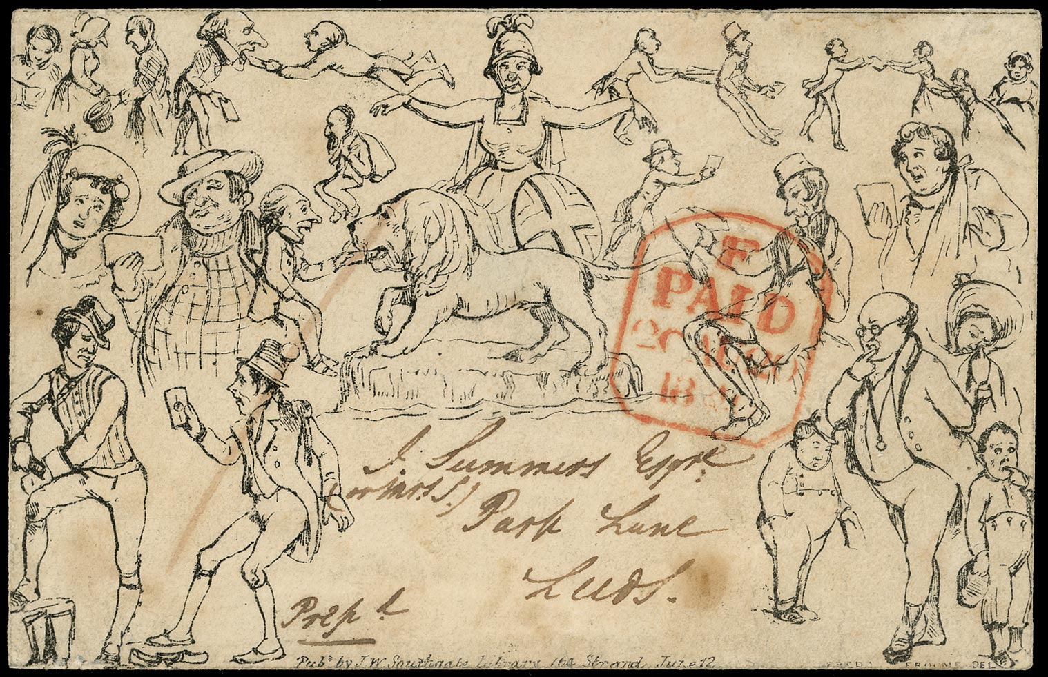 GB 1840 Cover - Southgate No5 'Pickwick' envelope