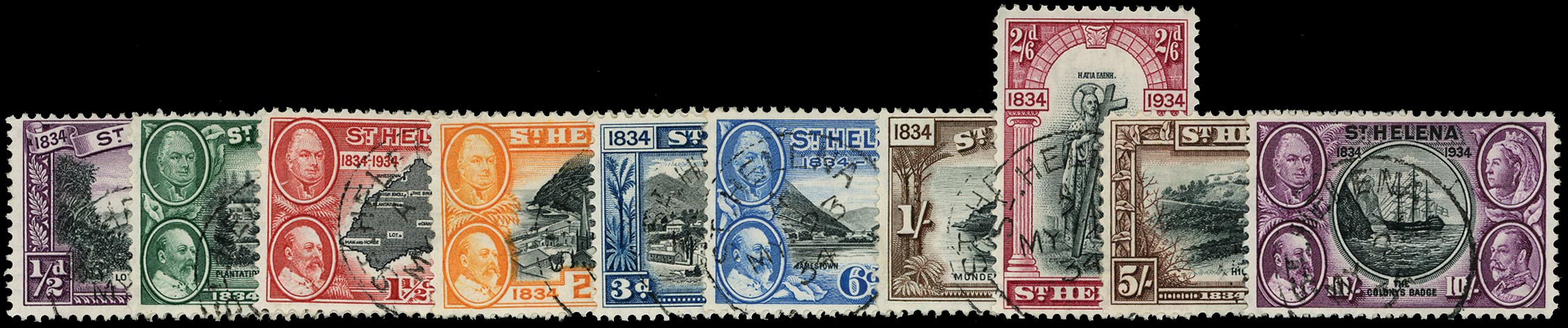 ST HELENA 1934  SG114/23 Used Centenary set of 10 to 10s
