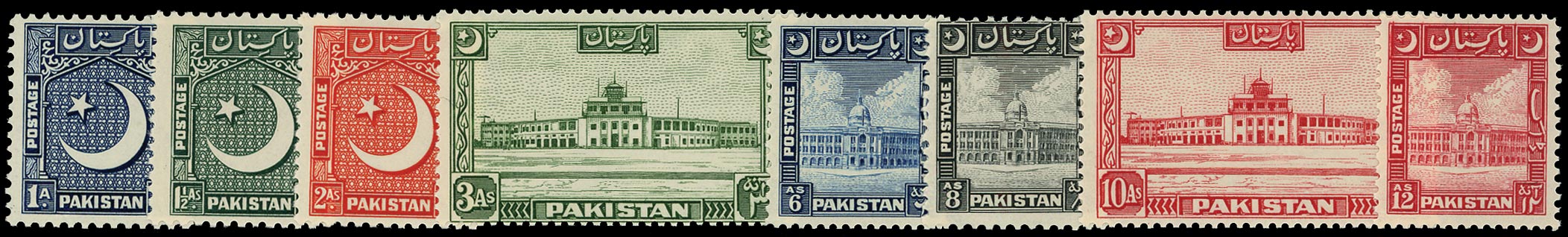 PAKISTAN 1949  SG44/51 Mint unmounted redrawn set of 8 to 12a