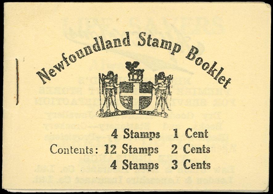 NEWFOUNDLAND 1932  SGSB3 Booklet 40c black on cream cover 1c, 2c, 3c panes of 4
