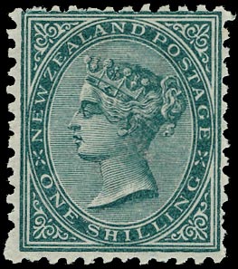 NEW ZEALAND 1878  SG184 Mint 1s green, comb perf, lpog