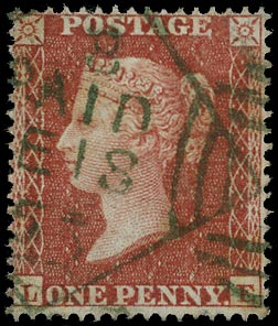 GB 1855  SG21 Pl.4 Used - Green Dublin spoon cancel
