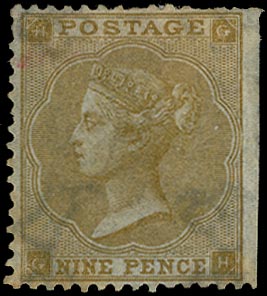 SG88 1862 9d Bistre Pl.3 unused o.g. (GH)