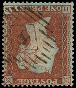GB 1854  SG17wi Pl.182 Used - VFU Wmk. Inverted (HB)