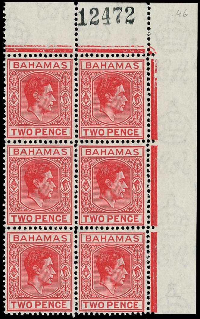 BAHAMAS 1938  SG152ba Mint unmounted 2d scarlet variety Short T