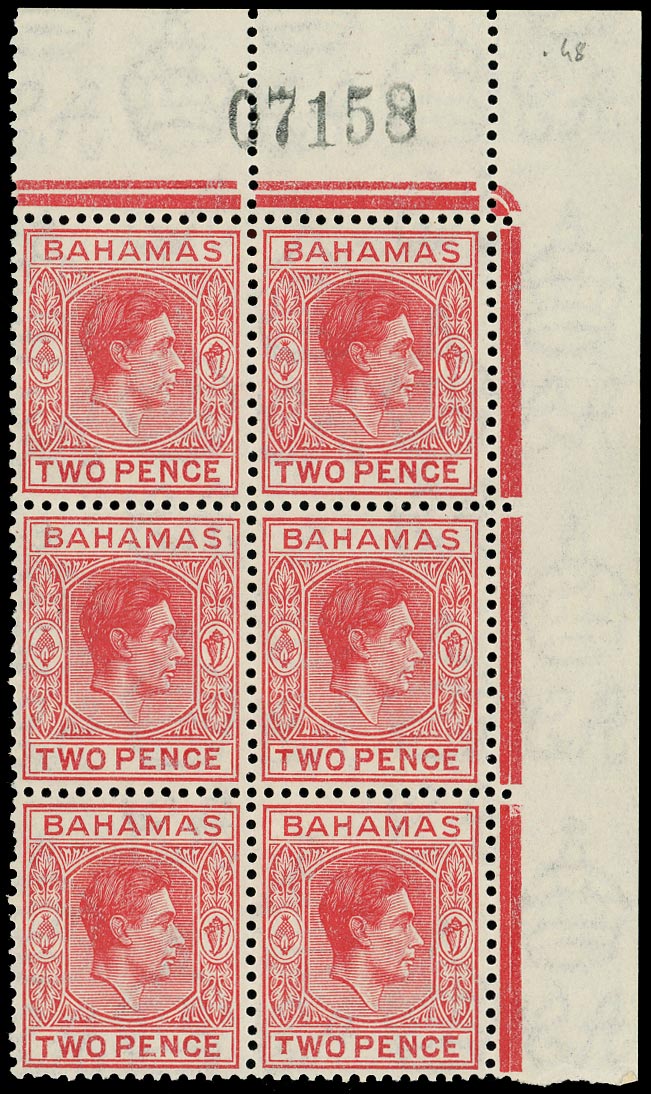 BAHAMAS 1938  SG152bc/ba Mint 2d dull rose-red variety Short T