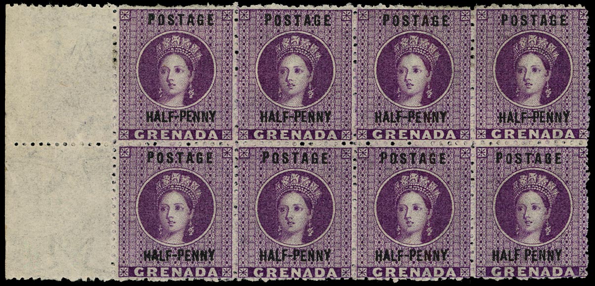 GRENADA 1881  SG21d Mint QV &frac12;d deep mauve watermark large star sideways variety No hyphen