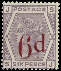 GB 1883  SG162a Pl.18 Mint - unused o.g. example (SJ) slanting dots