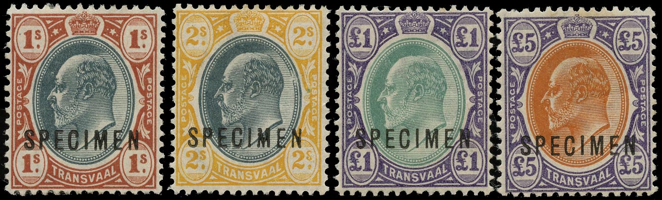 TRANSVAAL 1903  SG256s/59s Specimen KEVII set of 4 to £5 watermark Crown CA