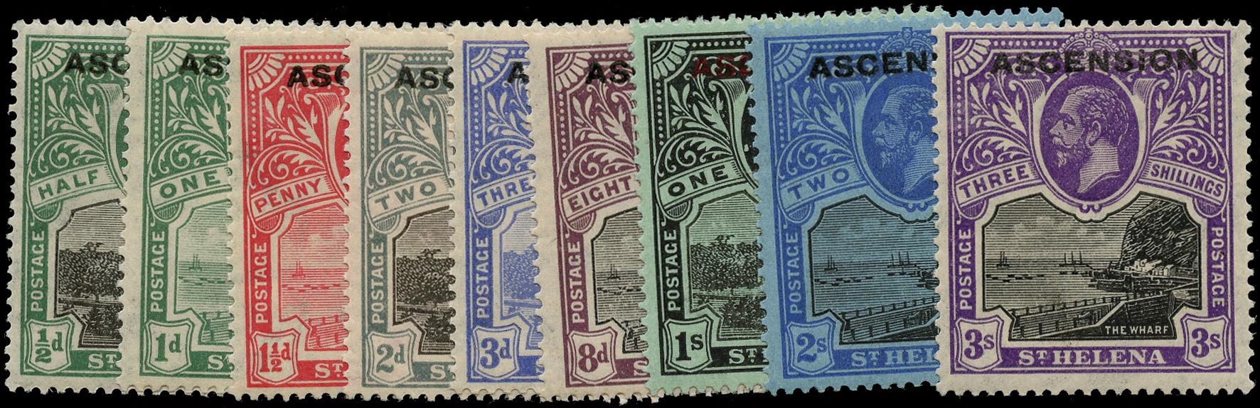 ASCENSION 1922  SG1/9 Mint KGV set of 9 to 3s