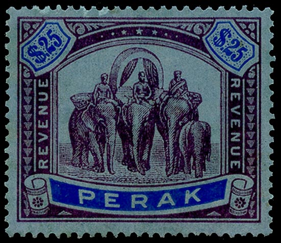 MALAYA - PERAK 1936 Revenue 1936-39 $25 purple and blue/blue