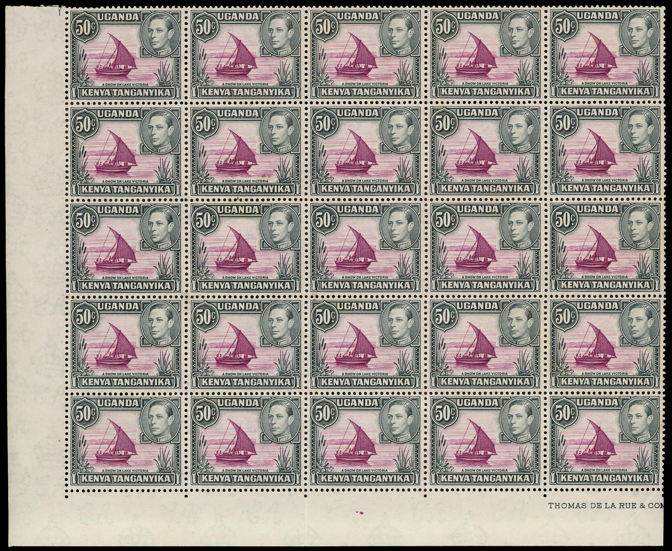 KUT 1938  SG144eb Mint unmounted 50c perf 13x12&frac12; variety With and without dot