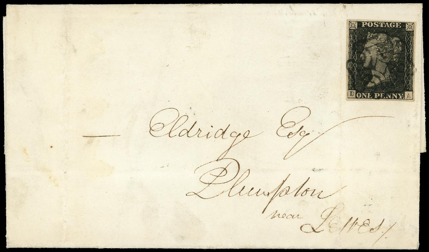 GB 1840  SG2 Pl.5 Penny Black - State 3 following the 2nd 1840 repair