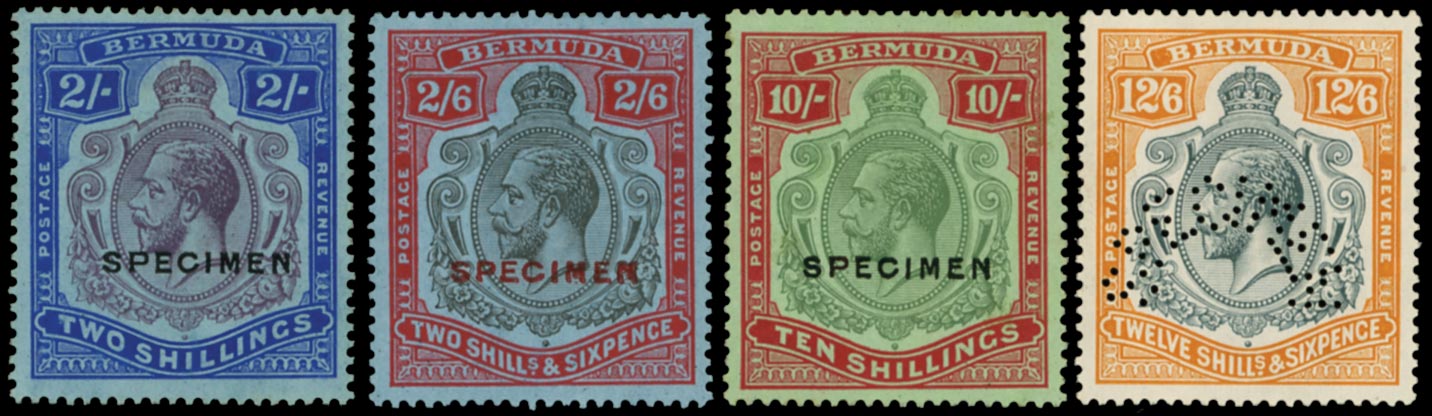 BERMUDA 1924  SG88s/93s Specimen Keyplate Script wmk set of 4