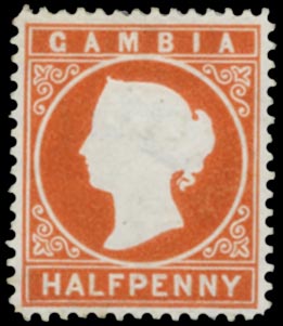 GAMBIA 1880  SG10A Mint QV &frac12;d orange watermark Crown CC sideways