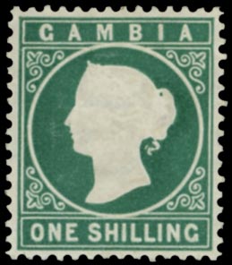 GAMBIA 1880  SG19A Mint QV 1s green watermark Crown CC sideways
