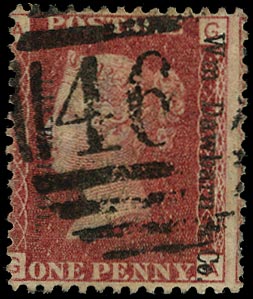 GB 1868  SG43 Pl.148 Used -Wm. Dawbarn & Co., Liverpool unofficial overprint