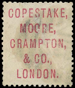 GB 1868  SG103 Pl.5 Underprint - Copestake, Moore Crampton & Co underprint