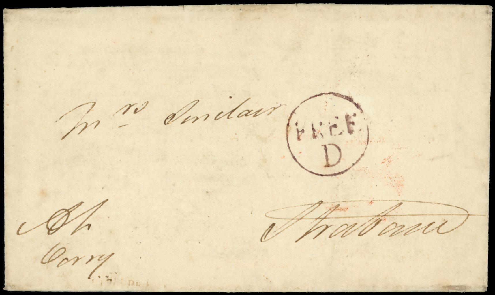 GB 1770 Pre-Stamp - Irish Free Frank Mail 'FREE/D' H/S