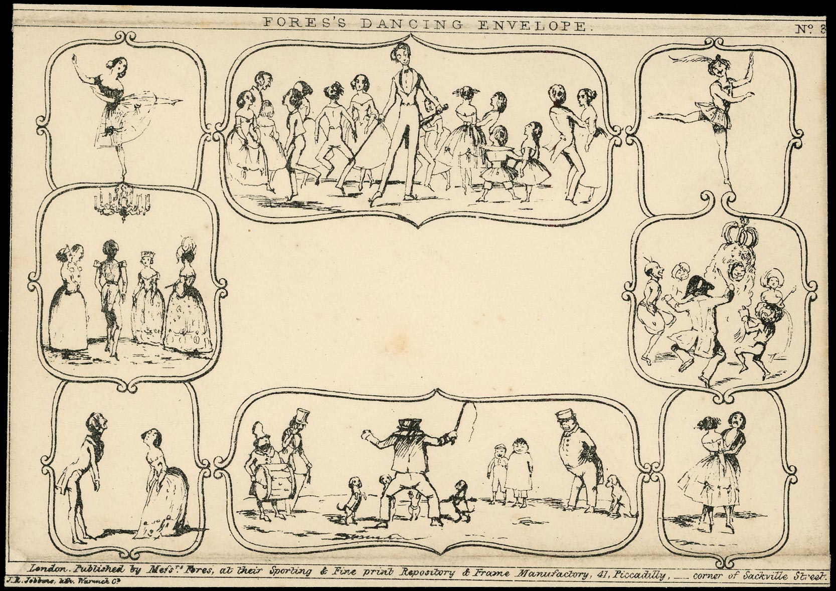 GB 1840 Postal Stationery - Fores's Dancing Envelope No.3.