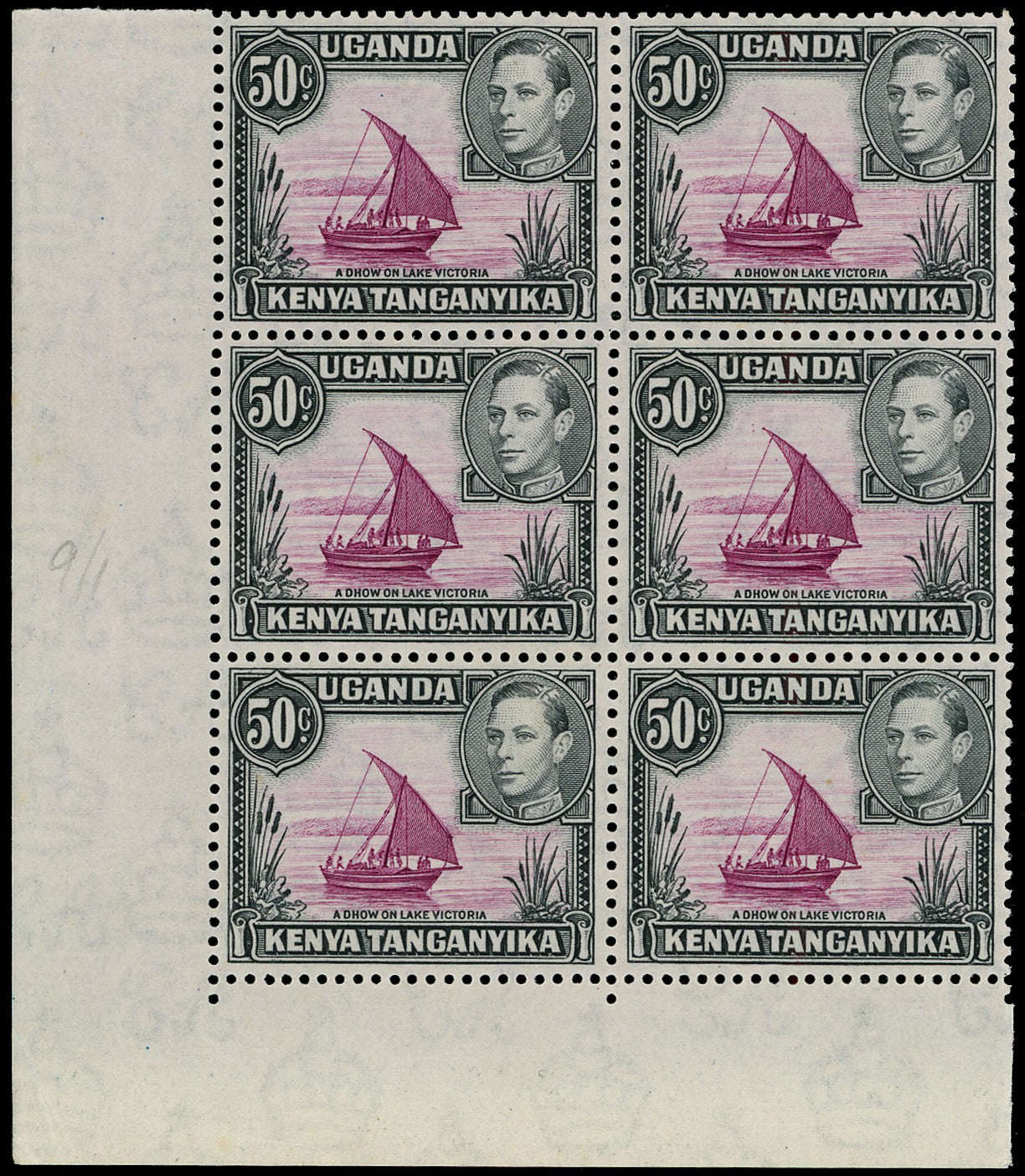 KUT 1950  SG144eb Mint unmounted 50c perf 13x12&frac12; variety With and without dot