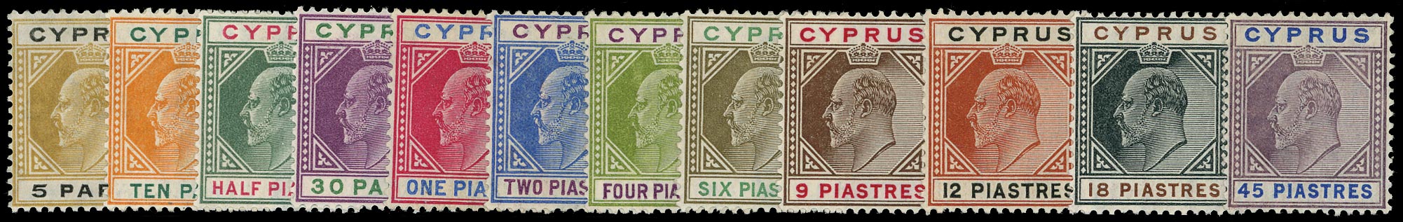 CYPRUS 1904  SG60/71 Mint KEVII set of 12 to 45pi watermark MCA