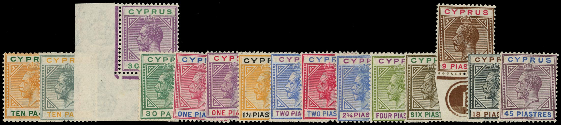 CYPRUS 1921  SG85/99 Mint KGV set of 15 to 45pi Script watermark