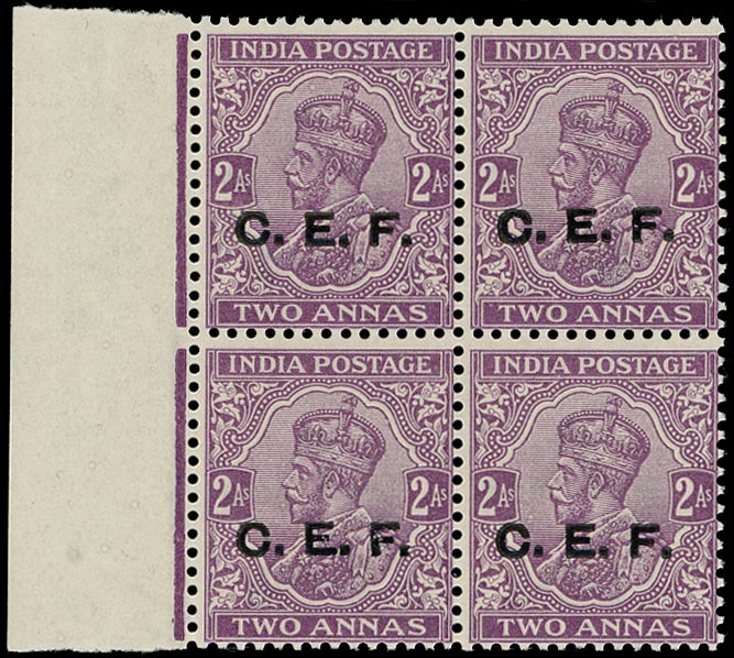 INDIA CEF 1914  SGC27 Mint unmounted KGV 2a deep mauve