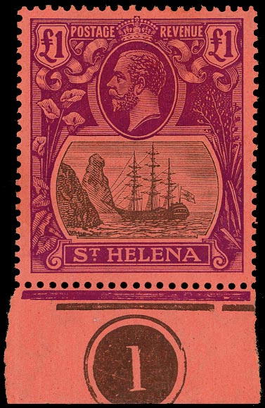 ST HELENA 1922  SG96 Mint £1 grey and purple on red paper watermark MCA