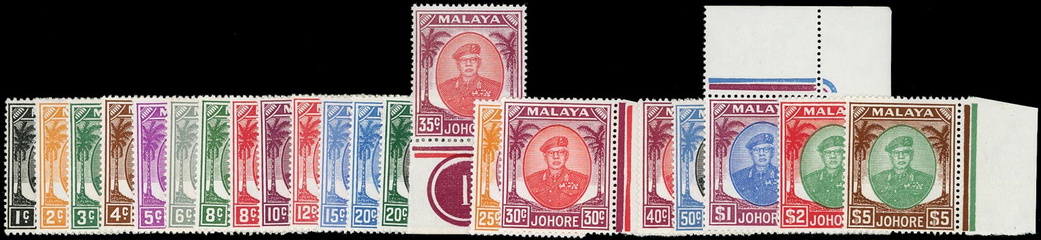 MALAYA - JOHORE 1949  SG133/147 Mint unmounted set of 21