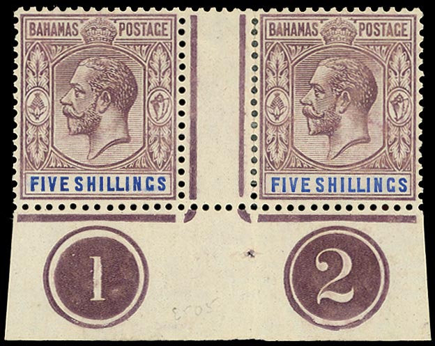 BAHAMAS 1912  SG88a Mint 5s pale dull purple and deep blue watermark MCA